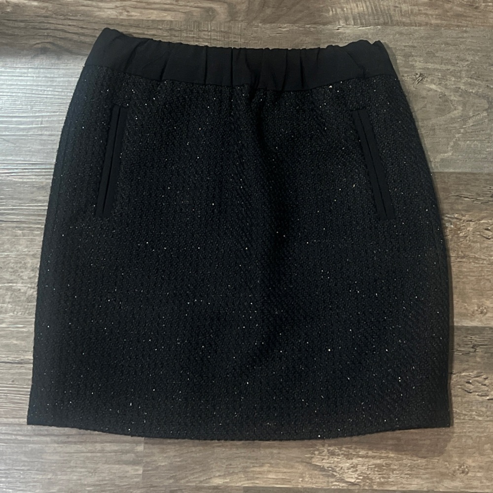 LOFT Black Textured Mini Skirt
